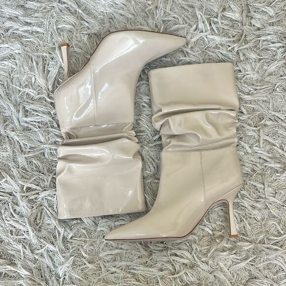 NWOB Jeffrey Campbell Guillo Pointed Toe Slouchy Boots in Ivory Patent size 8.5 - Picture 7 of 14